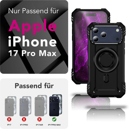 NALIA Magnetische Panzerhülle für iPhone 17 Pro Max – MagSafe kompatibel & Kamera-Stand – GRANITE (Outdoor Schutzhülle Stoßfest) – Marke aus Berlin