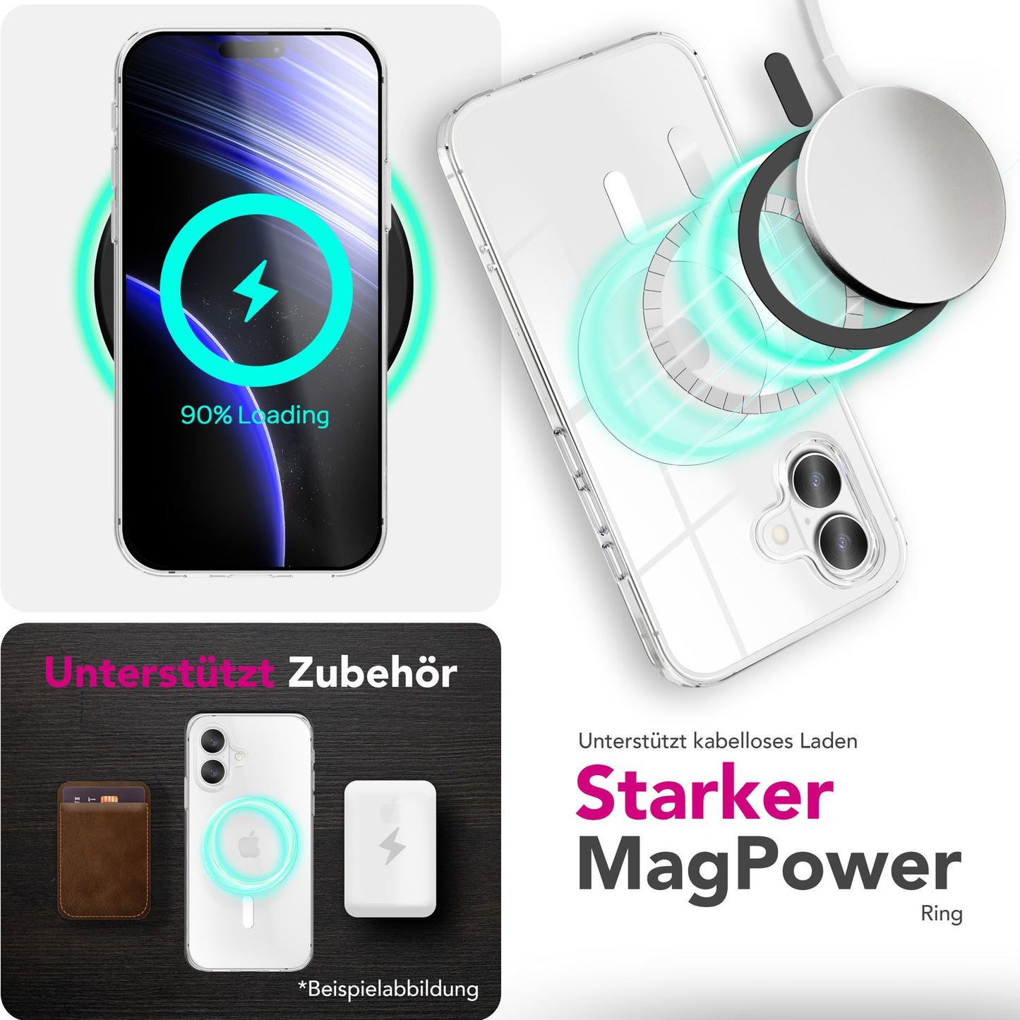 NALIA Transparentes Magnet Case für iPhone 17 – MagPower System (MagSafe kompatibel) – LUMEX (Edle Glas-Optik, aber unzerbrechlich) – Marke aus Berlin