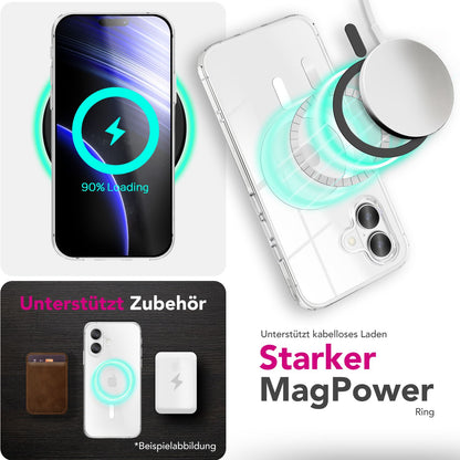 NALIA Transparentes Magnet Case für iPhone 17 – MagPower System (MagSafe kompatibel) – LUMEX (Edle Glas-Optik, aber unzerbrechlich) – Marke aus Berlin