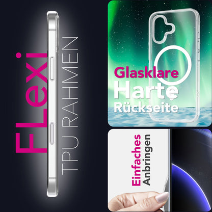 NALIA Transparentes Magnet Case für iPhone 17 – MagPower System (MagSafe kompatibel) – LUMEX (Edle Glas-Optik, aber unzerbrechlich) – Marke aus Berlin