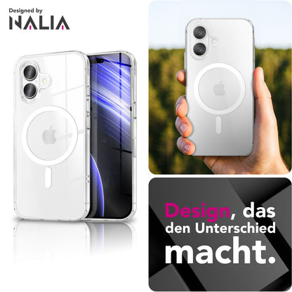 NALIA Transparentes Magnet Case für iPhone 17 – MagPower System (MagSafe kompatibel) – LUMEX (Edle Glas-Optik, aber unzerbrechlich) – Marke aus Berlin