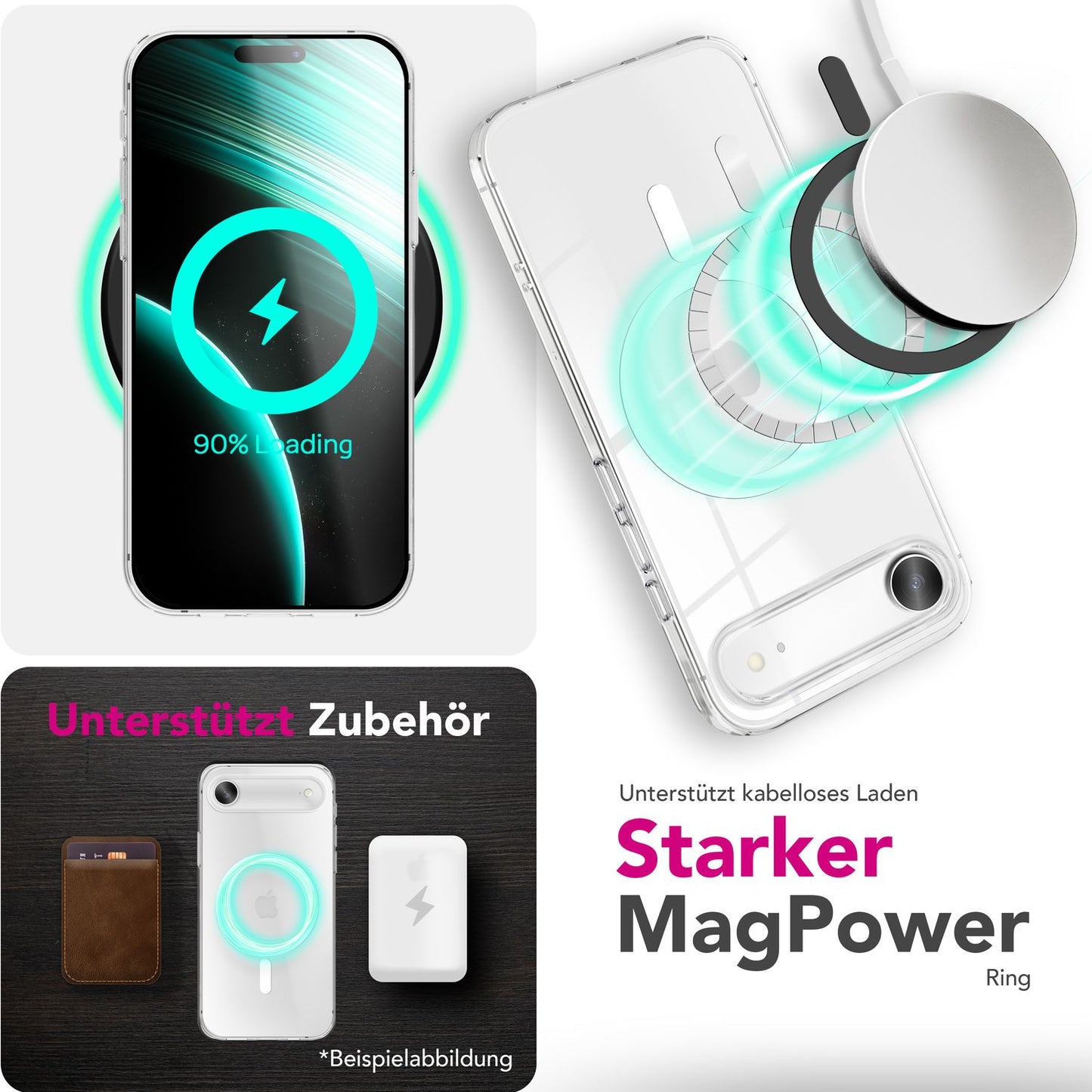 NALIA Transparentes Magnet Case für iPhone 17 Air – MagPower System (MagSafe kompatibel) – LUMEX (Edle Glas-Optik, aber unzerbrechlich) – Marke aus Berlin