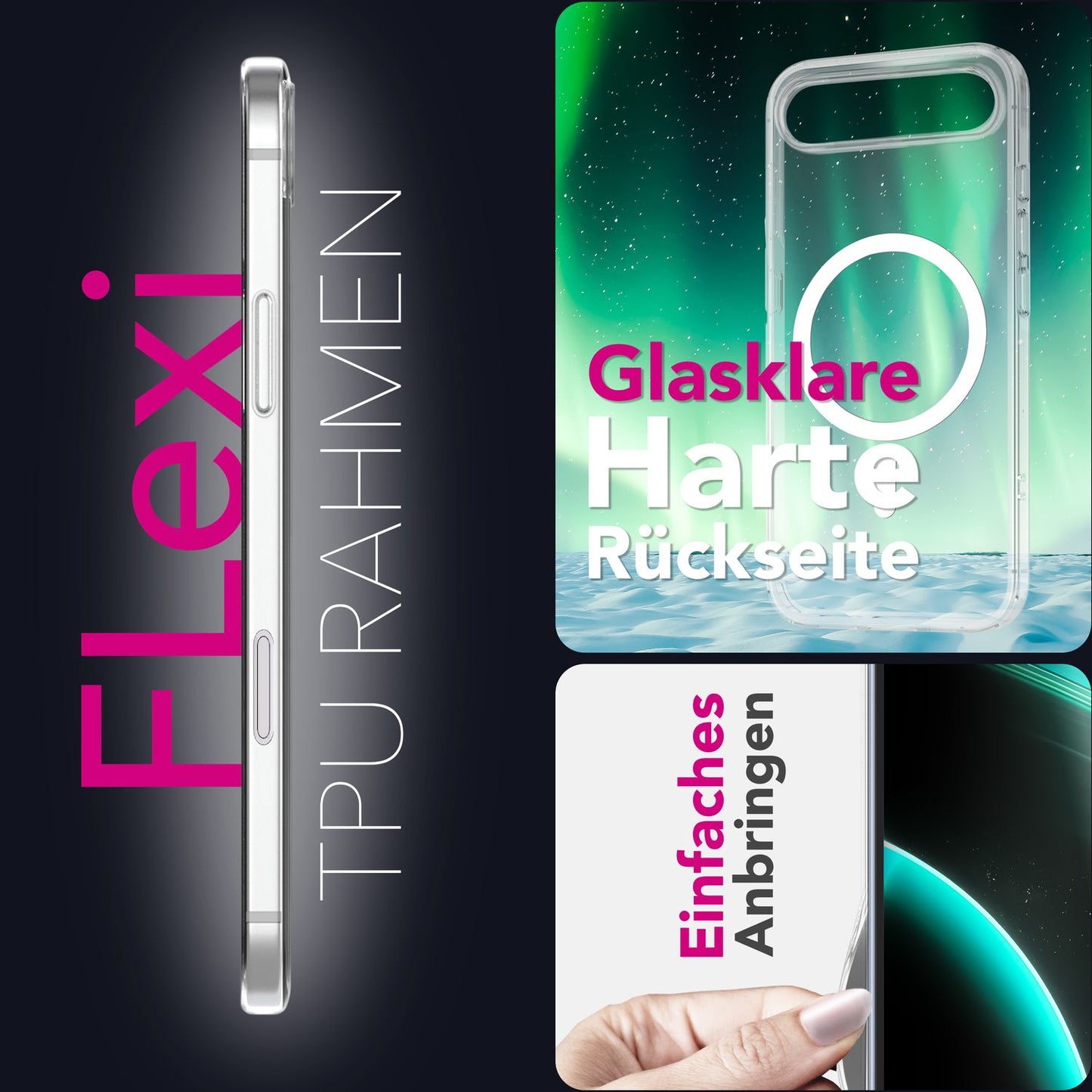 NALIA Transparentes Magnet Case für iPhone 17 Air – MagPower System (MagSafe kompatibel) – LUMEX (Edle Glas-Optik, aber unzerbrechlich) – Marke aus Berlin