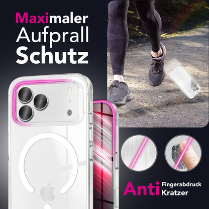 NALIA Transparentes Magnet Case für iPhone 17 Pro – MagPower System (MagSafe kompatibel) – LUMEX (Edle Glas-Optik, aber unzerbrechlich) – Marke aus Berlin