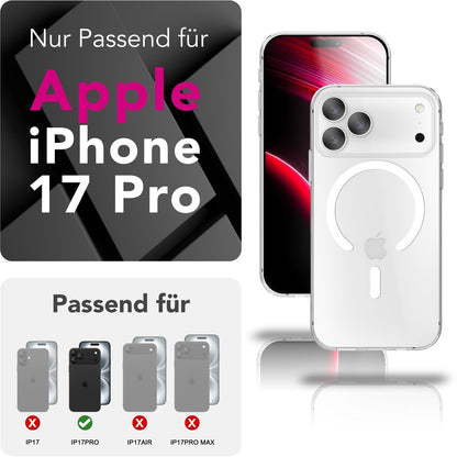 NALIA Transparentes Magnet Case für iPhone 17 Pro – MagPower System (MagSafe kompatibel) – LUMEX (Edle Glas-Optik, aber unzerbrechlich) – Marke aus Berlin