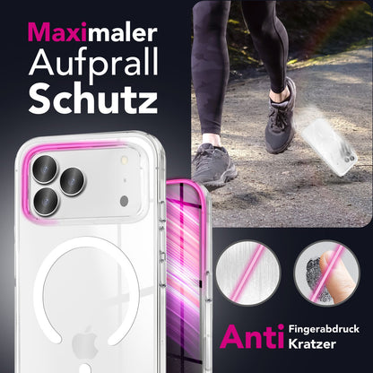 NALIA Transparentes Magnet Case für iPhone 17 Pro Max – MagPower System (MagSafe kompatibel) – LUMEX (Edle Glas-Optik, aber unzerbrechlich) – Marke aus Berlin