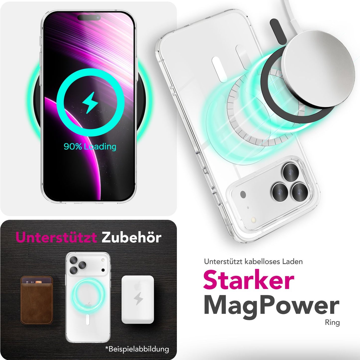 NALIA Transparentes Magnet Case für iPhone 17 Pro Max – MagPower System (MagSafe kompatibel) – LUMEX (Edle Glas-Optik, aber unzerbrechlich) – Marke aus Berlin
