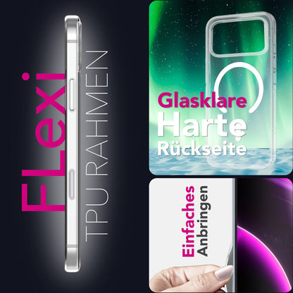NALIA Transparentes Magnet Case für iPhone 17 Pro Max – MagPower System (MagSafe kompatibel) – LUMEX (Edle Glas-Optik, aber unzerbrechlich) – Marke aus Berlin
