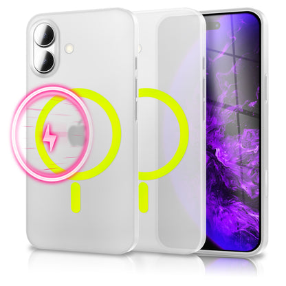 NALIA Ultra Slim Hardcase für iPhone 17 – MagSafe Kompatibel & Nachleuchtender Ring – THINIX GLOW (Matt-Transparent & 0,3mm Dünn) – Marke aus Berlin