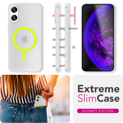 NALIA Ultra Slim Hardcase für iPhone 17 – MagSafe Kompatibel & Nachleuchtender Ring – THINIX GLOW (Matt-Transparent & 0,3mm Dünn) – Marke aus Berlin
