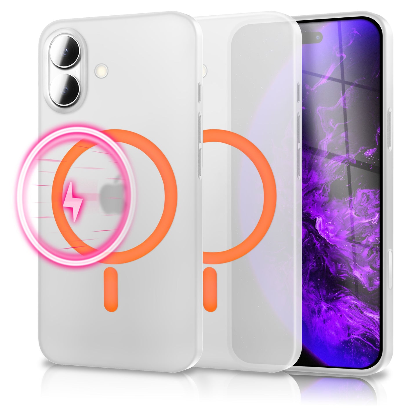 NALIA Ultra Slim Hardcase für iPhone 17 – MagSafe Kompatibel & Nachleuchtender Ring – THINIX GLOW (Matt-Transparent & 0,3mm Dünn) – Marke aus Berlin