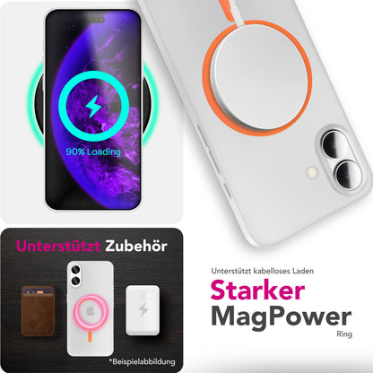 NALIA Ultra Slim Hardcase für iPhone 17 – MagSafe Kompatibel & Nachleuchtender Ring – THINIX GLOW (Matt-Transparent & 0,3mm Dünn) – Marke aus Berlin
