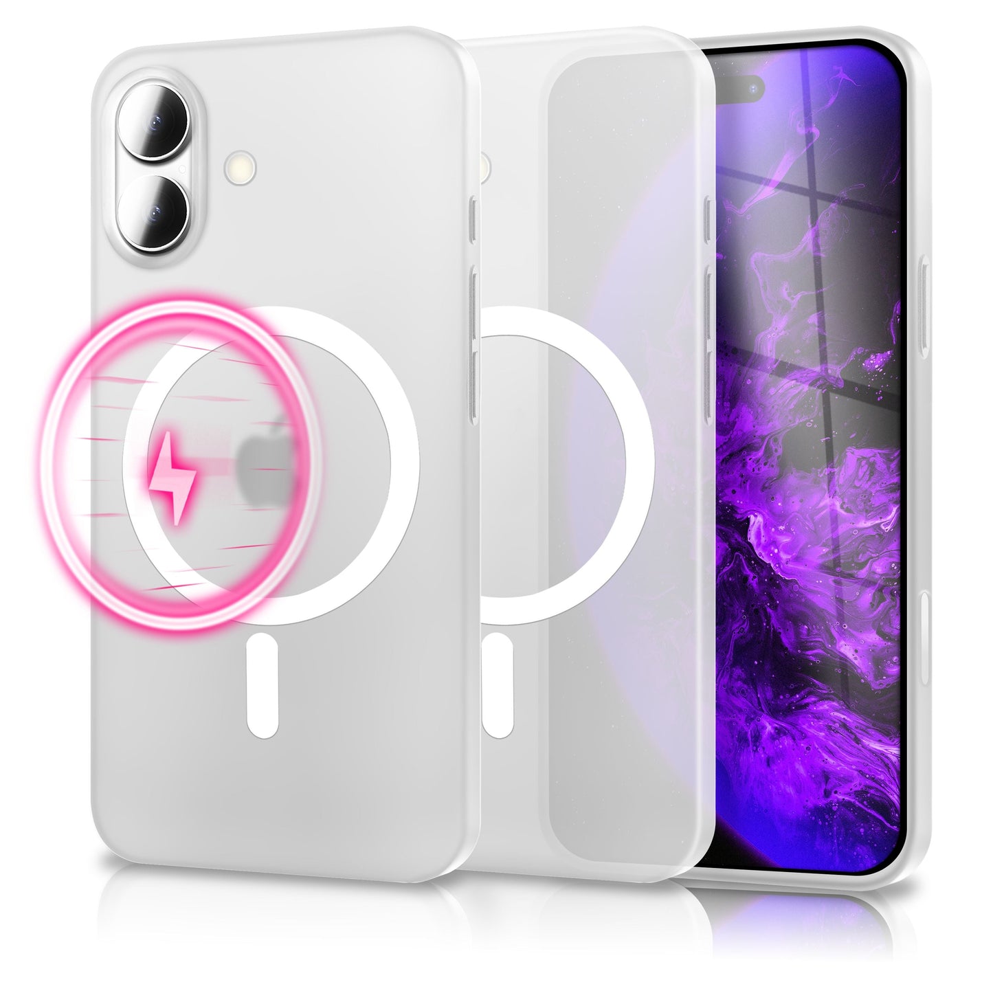 NALIA Ultra Slim Hardcase für iPhone 17 – MagSafe Kompatibel & Nachleuchtender Ring – THINIX GLOW (Matt-Transparent & 0,3mm Dünn) – Marke aus Berlin