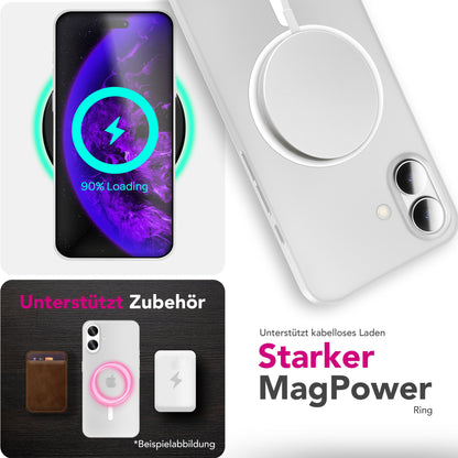 NALIA Ultra Slim Hardcase für iPhone 17 – MagSafe Kompatibel & Nachleuchtender Ring – THINIX GLOW (Matt-Transparent & 0,3mm Dünn) – Marke aus Berlin