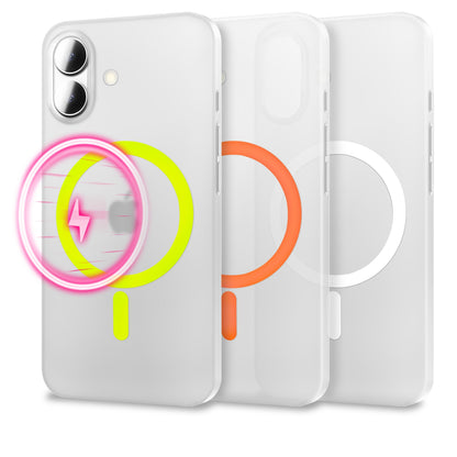 NALIA Ultra Slim Hardcase für iPhone 17 – MagSafe Kompatibel & Nachleuchtender Ring – THINIX GLOW (Matt-Transparent & 0,3mm Dünn) – Marke aus Berlin