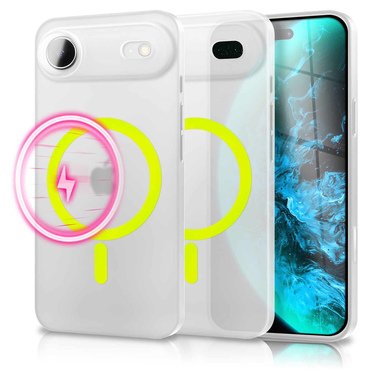 NALIA Ultra Slim Hardcase für iPhone 17 Air – MagSafe Kompatibel & Nachleuchtender Ring – THINIX GLOW (Matt-Transparent & 0,3mm Dünn) – Marke aus Berlin