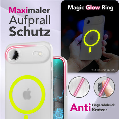 NALIA Ultra Slim Hardcase für iPhone 17 Air – MagSafe Kompatibel & Nachleuchtender Ring – THINIX GLOW (Matt-Transparent & 0,3mm Dünn) – Marke aus Berlin