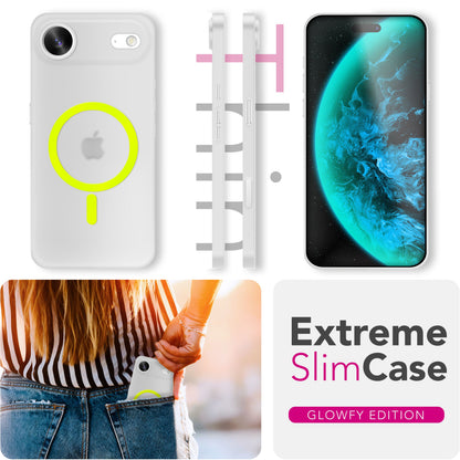 NALIA Ultra Slim Hardcase für iPhone 17 Air – MagSafe Kompatibel & Nachleuchtender Ring – THINIX GLOW (Matt-Transparent & 0,3mm Dünn) – Marke aus Berlin