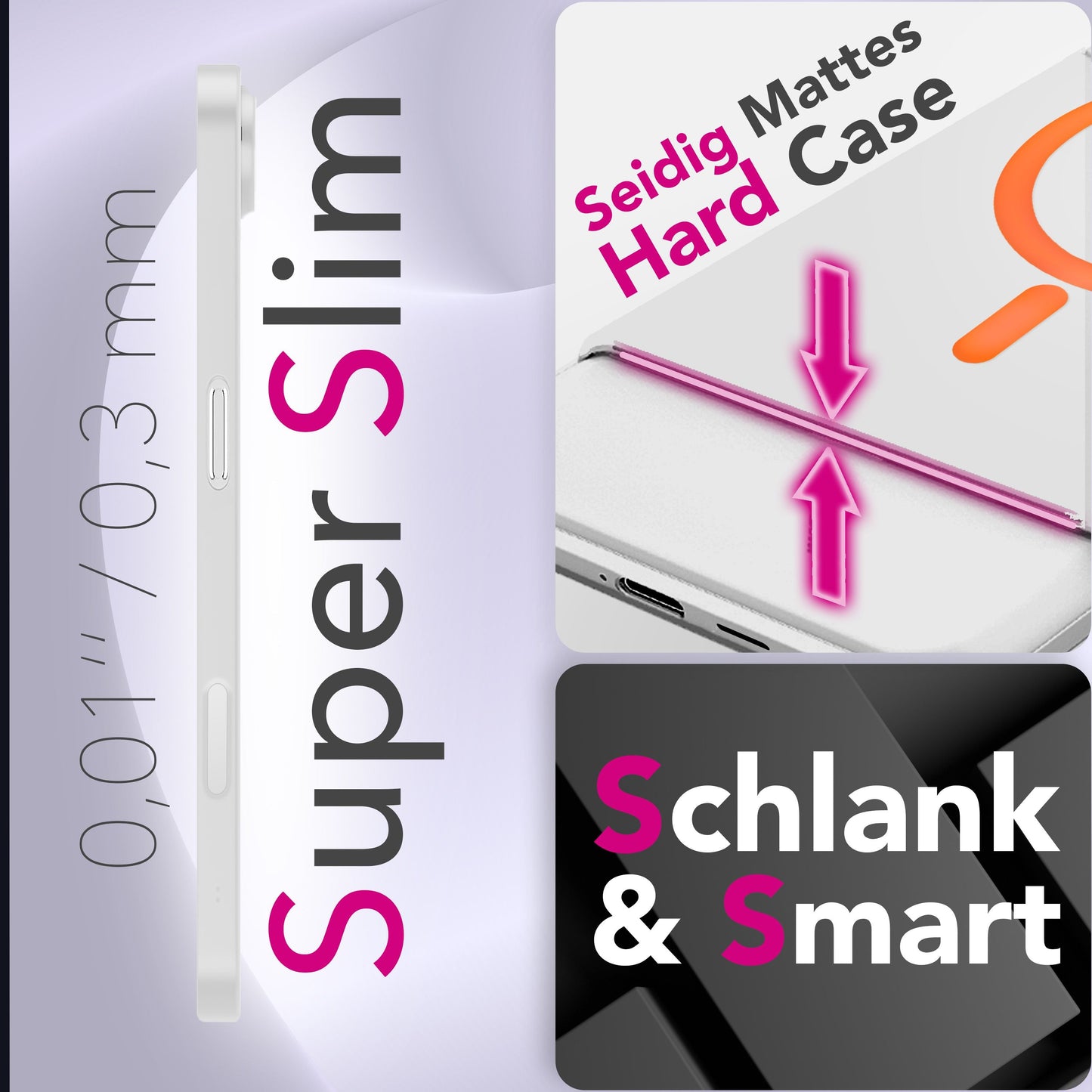 NALIA Ultra Slim Hardcase für iPhone 17 Air – MagSafe Kompatibel & Nachleuchtender Ring – THINIX GLOW (Matt-Transparent & 0,3mm Dünn) – Marke aus Berlin
