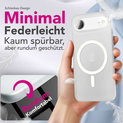 NALIA Ultra Slim Hardcase für iPhone 17 Air – MagSafe Kompatibel & Nachleuchtender Ring – THINIX GLOW (Matt-Transparent & 0,3mm Dünn) – Marke aus Berlin
