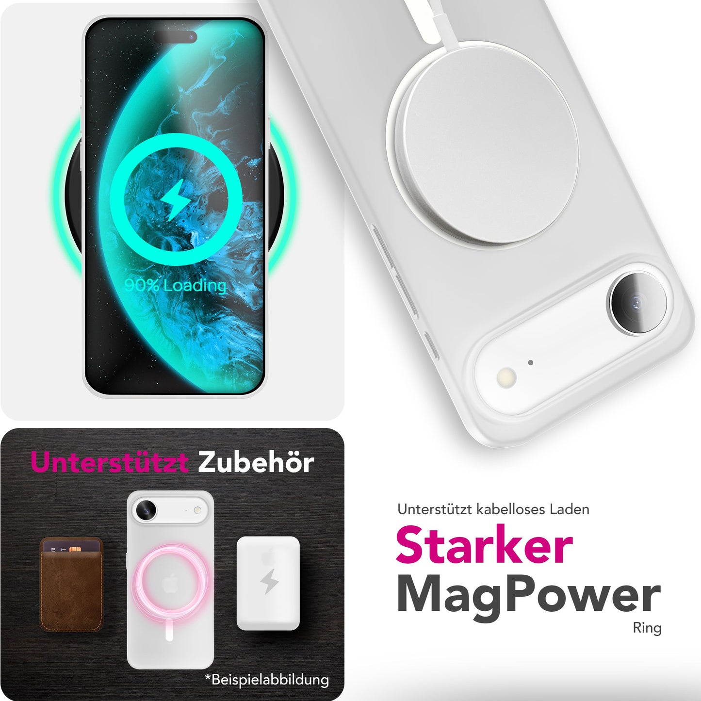 NALIA Ultra Slim Hardcase für iPhone 17 Air – MagSafe Kompatibel & Nachleuchtender Ring – THINIX GLOW (Matt-Transparent & 0,3mm Dünn) – Marke aus Berlin