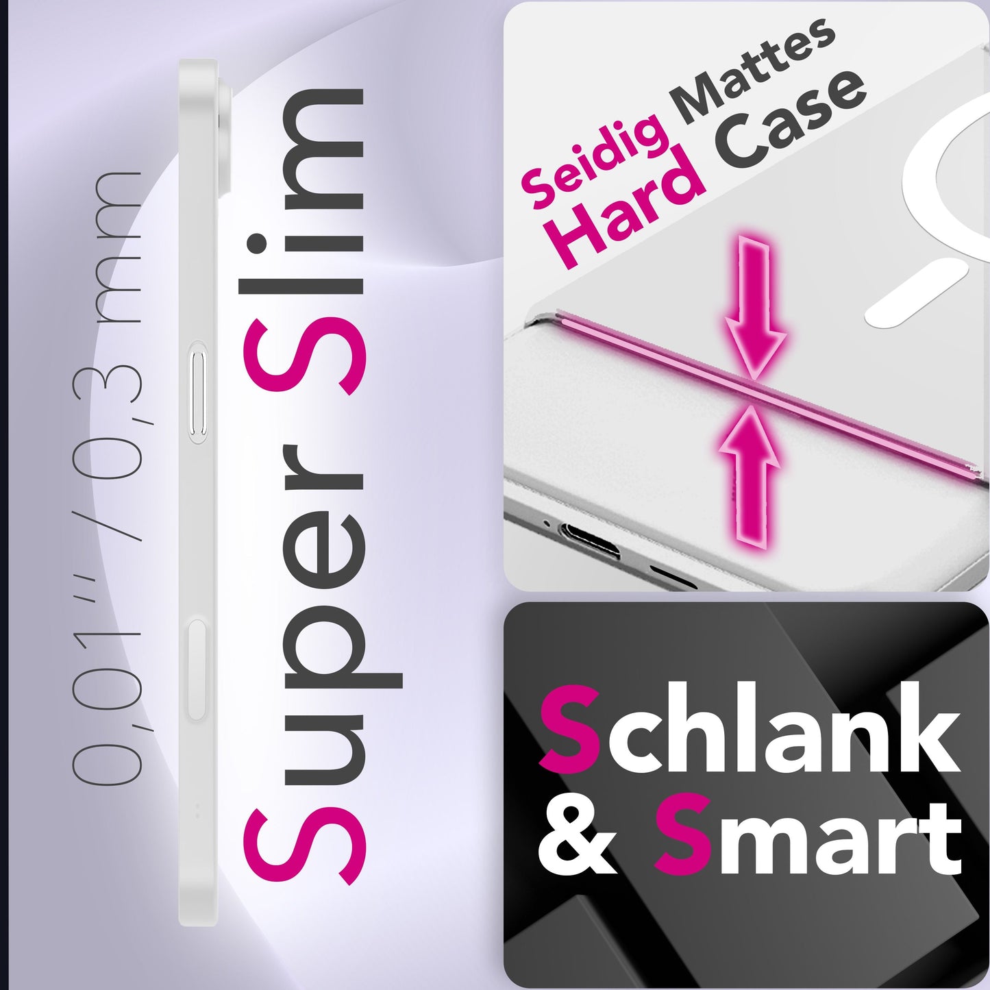 NALIA Ultra Slim Hardcase für iPhone 17 Air – MagSafe Kompatibel & Nachleuchtender Ring – THINIX GLOW (Matt-Transparent & 0,3mm Dünn) – Marke aus Berlin