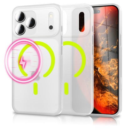 NALIA Ultra Slim Hardcase für iPhone 17 Pro – MagSafe Kompatibel & Nachleuchtender Ring – THINIX GLOW (Matt-Transparent & 0,3mm Dünn) – Marke aus Berlin