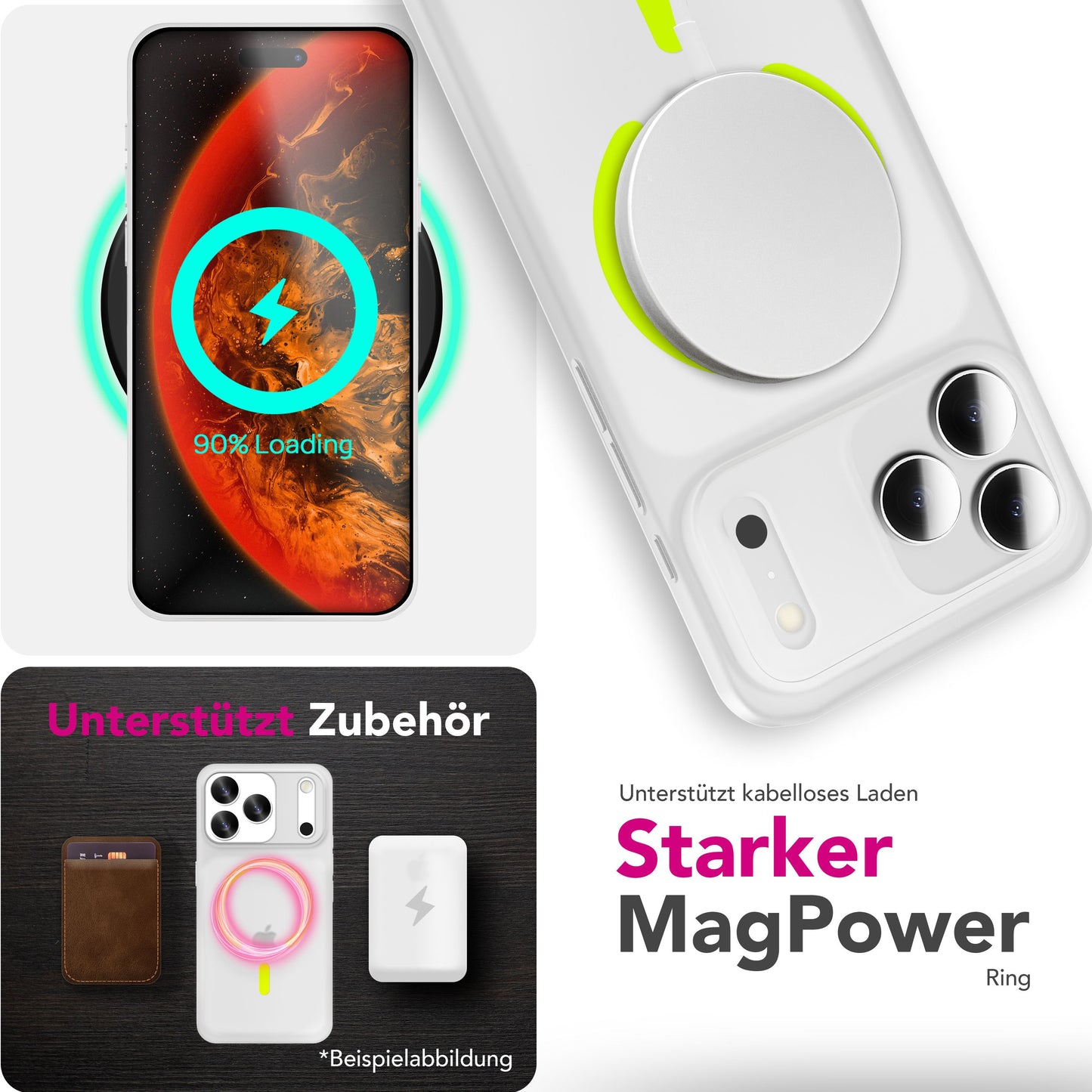 NALIA Ultra Slim Hardcase für iPhone 17 Pro – MagSafe Kompatibel & Nachleuchtender Ring – THINIX GLOW (Matt-Transparent & 0,3mm Dünn) – Marke aus Berlin