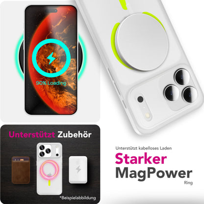 NALIA Ultra Slim Hardcase für iPhone 17 Pro – MagSafe Kompatibel & Nachleuchtender Ring – THINIX GLOW (Matt-Transparent & 0,3mm Dünn) – Marke aus Berlin