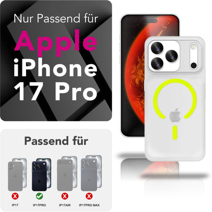 NALIA Ultra Slim Hardcase für iPhone 17 Pro – MagSafe Kompatibel & Nachleuchtender Ring – THINIX GLOW (Matt-Transparent & 0,3mm Dünn) – Marke aus Berlin