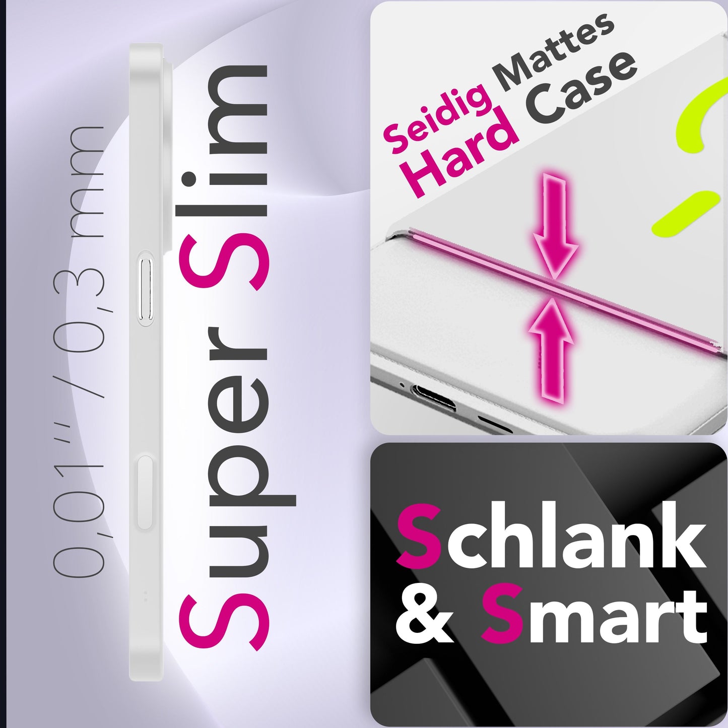 NALIA Ultra Slim Hardcase für iPhone 17 Pro – MagSafe Kompatibel & Nachleuchtender Ring – THINIX GLOW (Matt-Transparent & 0,3mm Dünn) – Marke aus Berlin