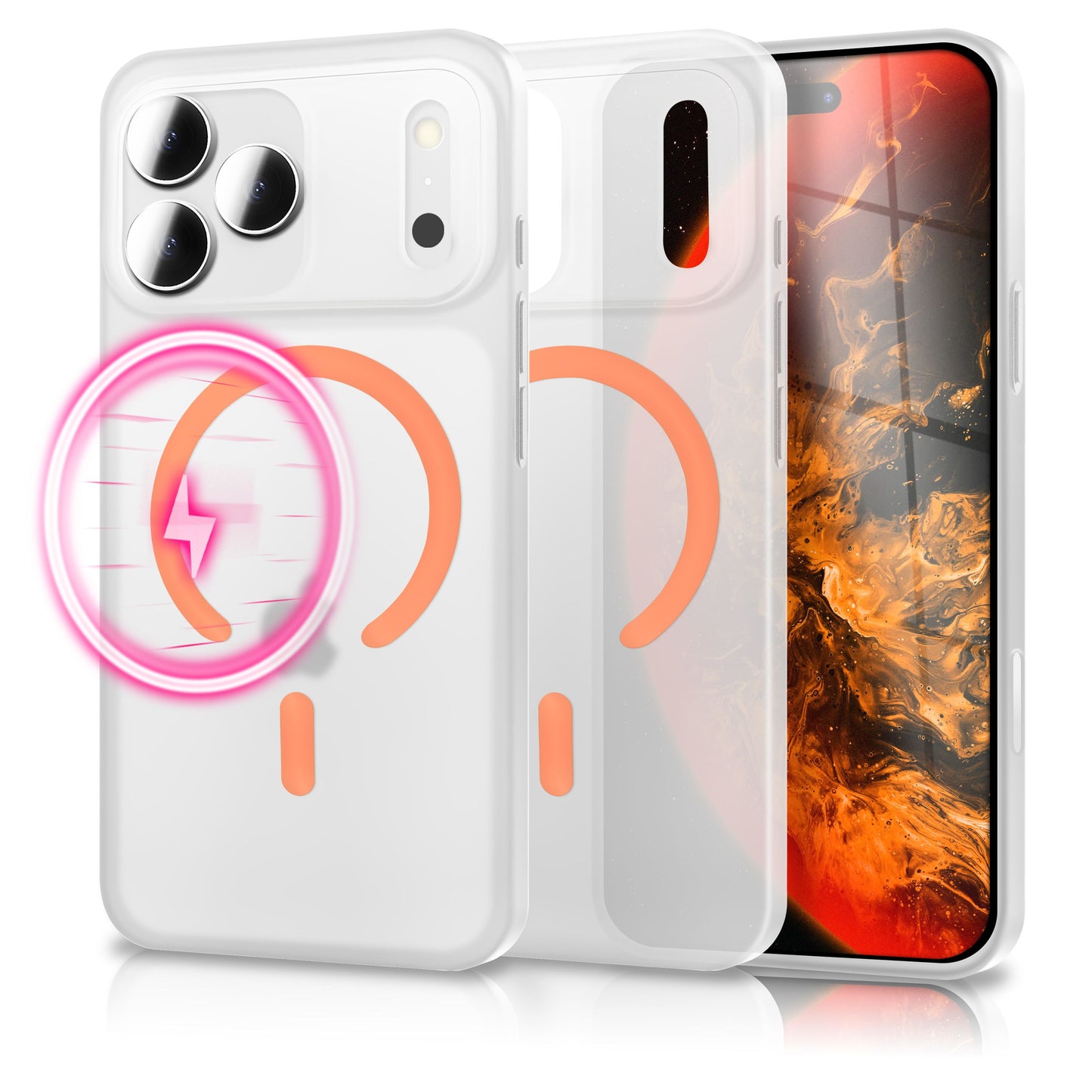NALIA Ultra Slim Hardcase für iPhone 17 Pro – MagSafe Kompatibel & Nachleuchtender Ring – THINIX GLOW (Matt-Transparent & 0,3mm Dünn) – Marke aus Berlin