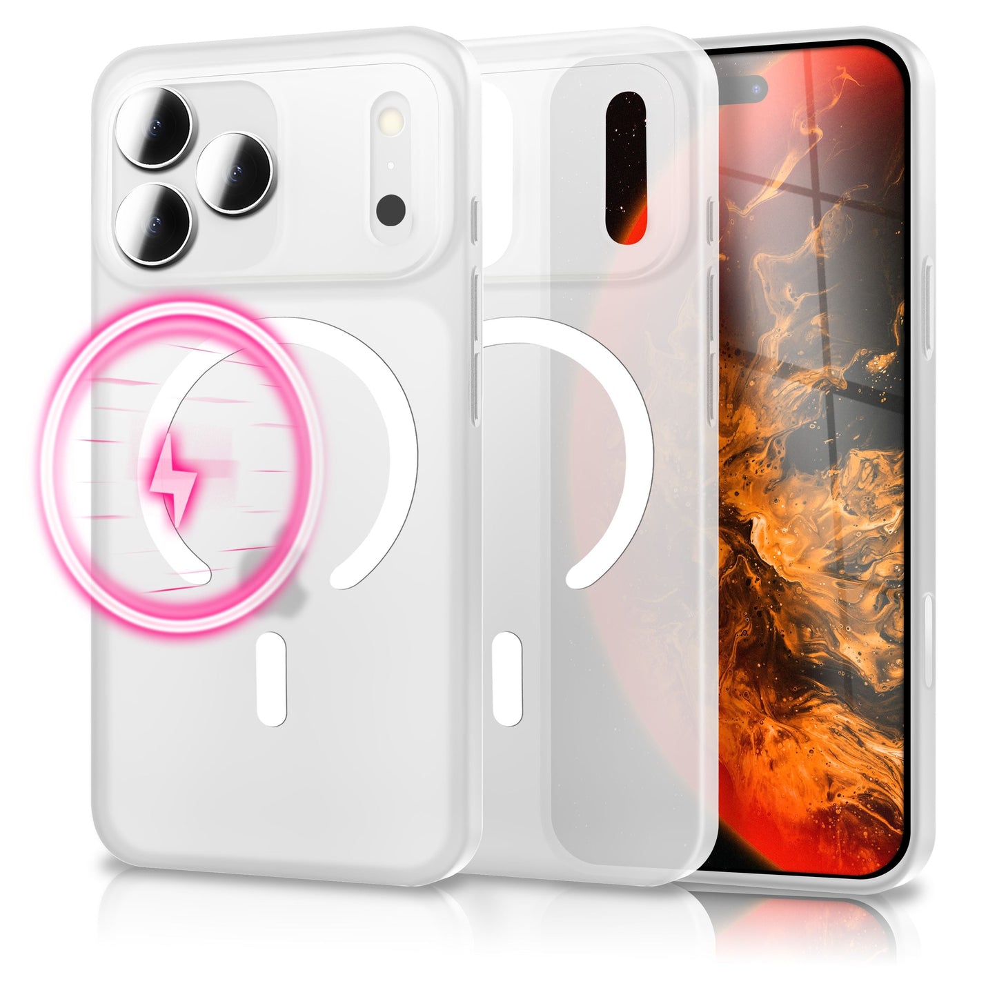 NALIA Ultra Slim Hardcase für iPhone 17 Pro – MagSafe Kompatibel & Nachleuchtender Ring – THINIX GLOW (Matt-Transparent & 0,3mm Dünn) – Marke aus Berlin