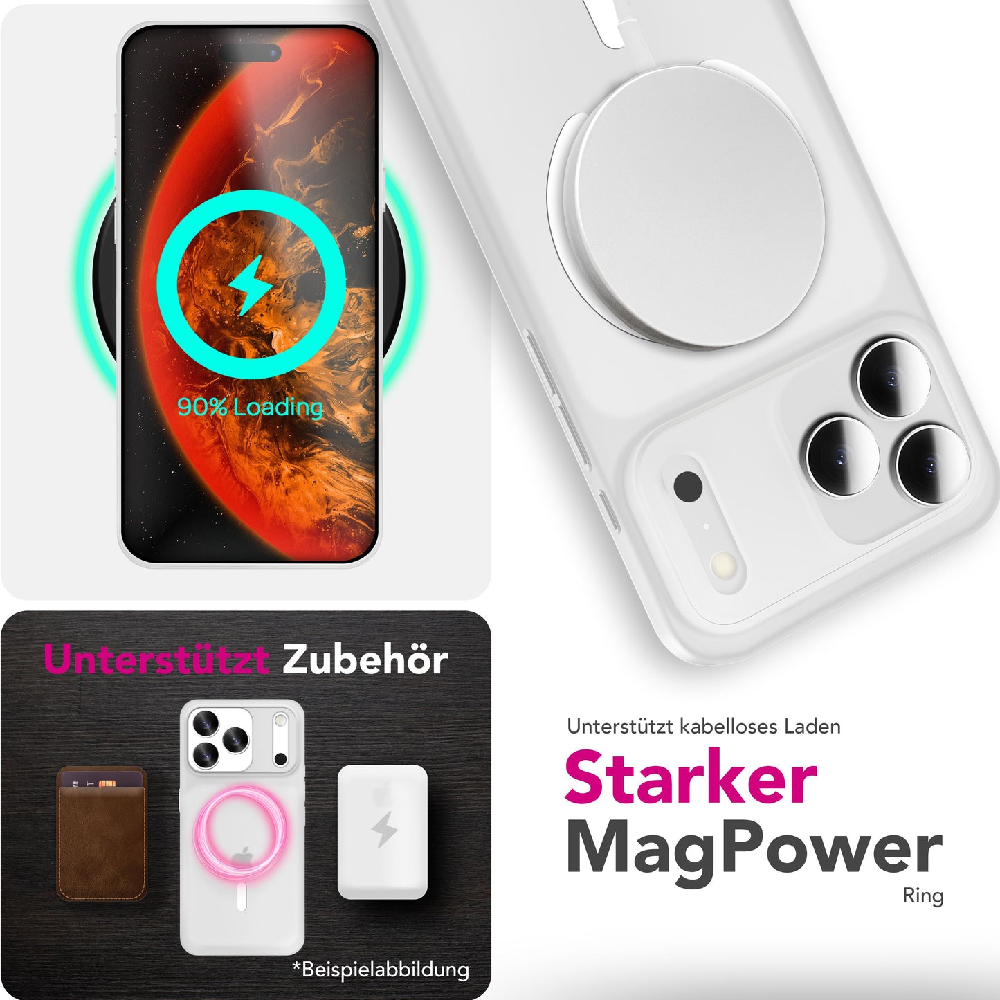 NALIA Ultra Slim Hardcase für iPhone 17 Pro – MagSafe Kompatibel & Nachleuchtender Ring – THINIX GLOW (Matt-Transparent & 0,3mm Dünn) – Marke aus Berlin