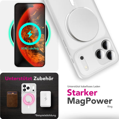 NALIA Ultra Slim Hardcase für iPhone 17 Pro – MagSafe Kompatibel & Nachleuchtender Ring – THINIX GLOW (Matt-Transparent & 0,3mm Dünn) – Marke aus Berlin