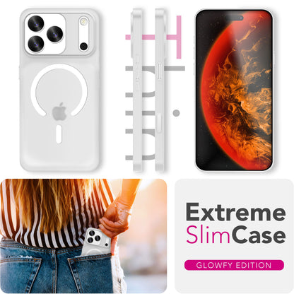 NALIA Ultra Slim Hardcase für iPhone 17 Pro – MagSafe Kompatibel & Nachleuchtender Ring – THINIX GLOW (Matt-Transparent & 0,3mm Dünn) – Marke aus Berlin