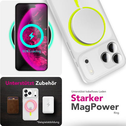 NALIA Ultra Slim Hardcase für iPhone 17 Pro Max – MagSafe Kompatibel & Nachleuchtender Ring – THINIX GLOW (Matt-Transparent & 0,3mm Dünn) – Marke aus Berlin