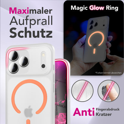 NALIA Ultra Slim Hardcase für iPhone 17 Pro Max – MagSafe Kompatibel & Nachleuchtender Ring – THINIX GLOW (Matt-Transparent & 0,3mm Dünn) – Marke aus Berlin