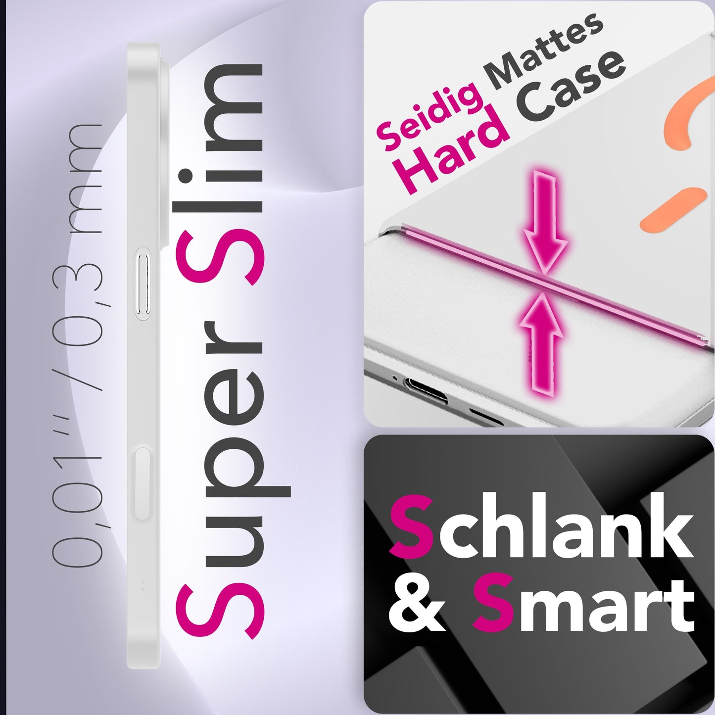 NALIA Ultra Slim Hardcase für iPhone 17 Pro Max – MagSafe Kompatibel & Nachleuchtender Ring – THINIX GLOW (Matt-Transparent & 0,3mm Dünn) – Marke aus Berlin