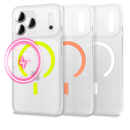 NALIA Ultra Slim Hardcase für iPhone 17 Pro Max – MagSafe Kompatibel & Nachleuchtender Ring – THINIX GLOW (Matt-Transparent & 0,3mm Dünn) – Marke aus Berlin