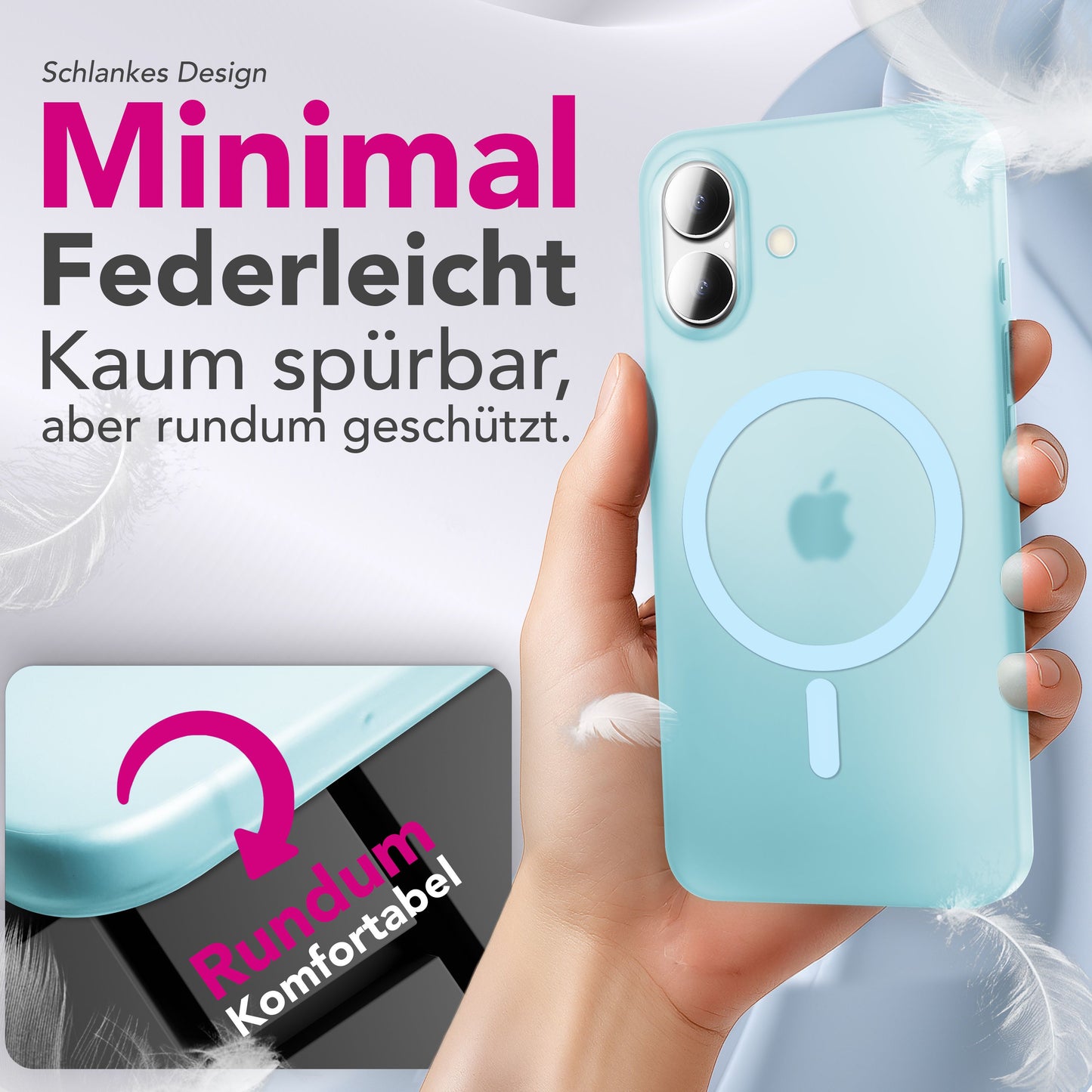 NALIA Ultra-Slim Hardcase für iPhone 17 – MagSafe kompatibel & 0.3mm Dünn – THINIX (Matte Semi-Transparente Hülle) – Marke aus Berlin