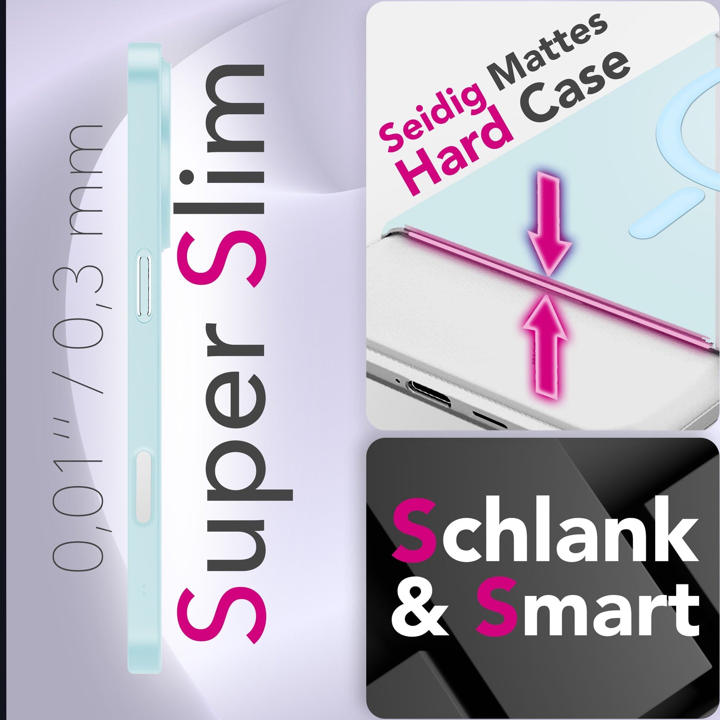 NALIA Ultra-Slim Hardcase für iPhone 17 – MagSafe kompatibel & 0.3mm Dünn – THINIX (Matte Semi-Transparente Hülle) – Marke aus Berlin