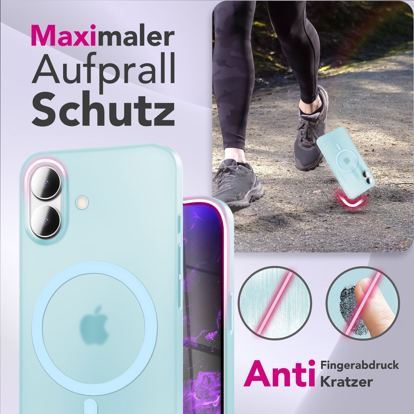NALIA Ultra-Slim Hardcase für iPhone 17 – MagSafe kompatibel & 0.3mm Dünn – THINIX (Matte Semi-Transparente Hülle) – Marke aus Berlin