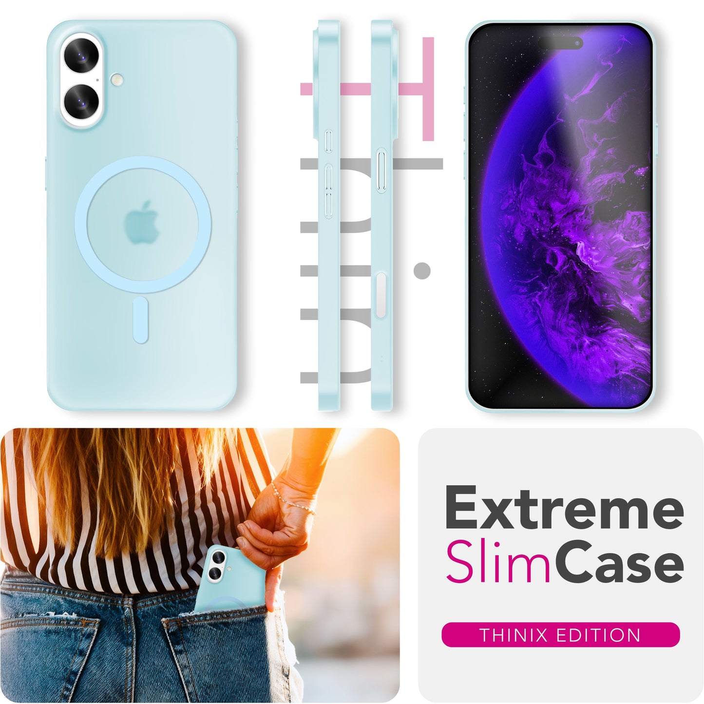 NALIA Ultra-Slim Hardcase für iPhone 17 – MagSafe kompatibel & 0.3mm Dünn – THINIX (Matte Semi-Transparente Hülle) – Marke aus Berlin