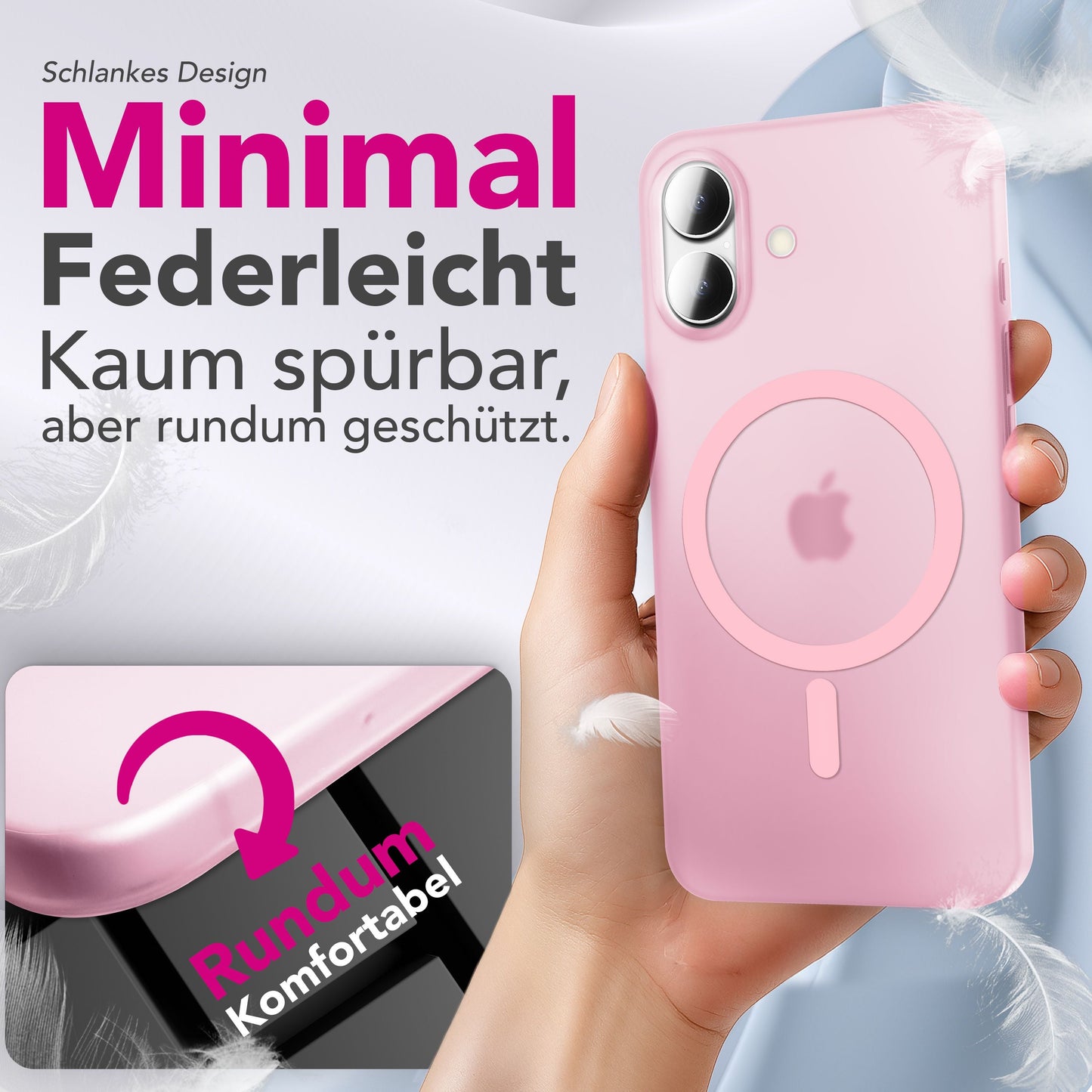 NALIA Ultra-Slim Hardcase für iPhone 17 – MagSafe kompatibel & 0.3mm Dünn – THINIX (Matte Semi-Transparente Hülle) – Marke aus Berlin