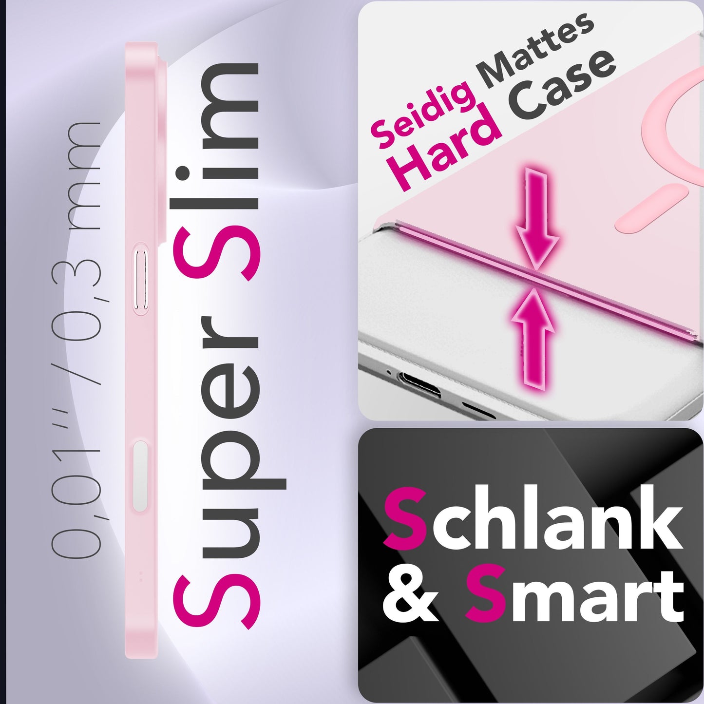 NALIA Ultra-Slim Hardcase für iPhone 17 – MagSafe kompatibel & 0.3mm Dünn – THINIX (Matte Semi-Transparente Hülle) – Marke aus Berlin