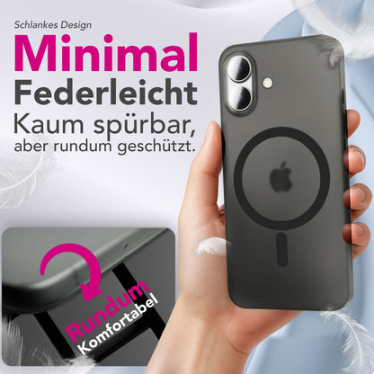 NALIA Ultra-Slim Hardcase für iPhone 17 – MagSafe kompatibel & 0.3mm Dünn – THINIX (Matte Semi-Transparente Hülle) – Marke aus Berlin