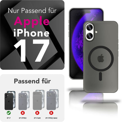 NALIA Ultra-Slim Hardcase für iPhone 17 – MagSafe kompatibel & 0.3mm Dünn – THINIX (Matte Semi-Transparente Hülle) – Marke aus Berlin
