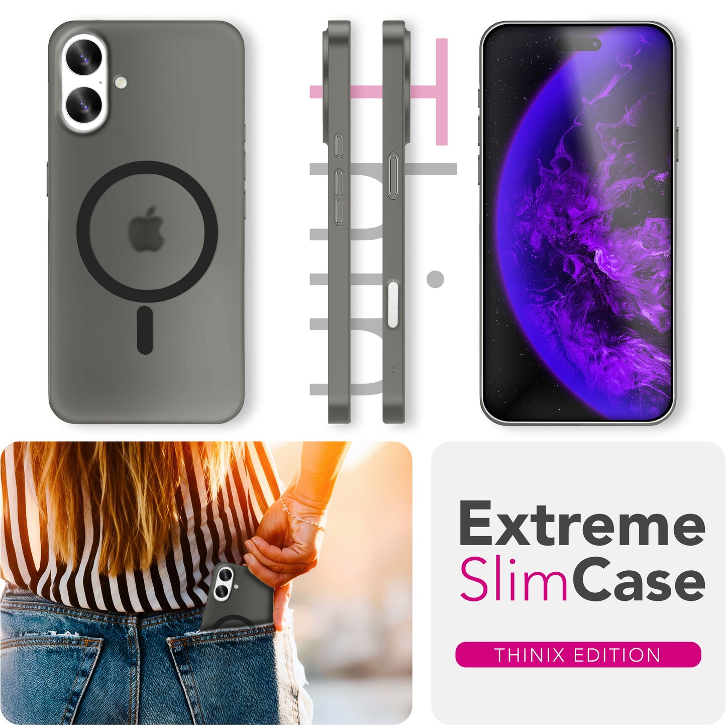 NALIA Ultra-Slim Hardcase für iPhone 17 – MagSafe kompatibel & 0.3mm Dünn – THINIX (Matte Semi-Transparente Hülle) – Marke aus Berlin
