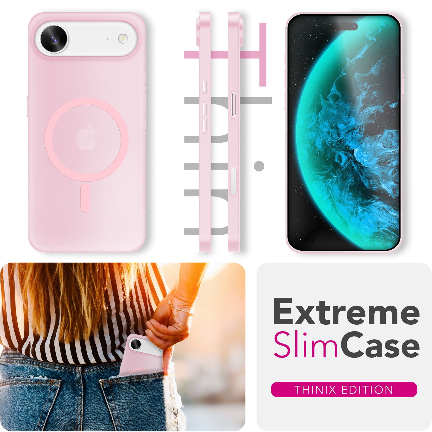 NALIA Ultra-Slim Hardcase für iPhone 17 Air – MagSafe kompatibel & 0.3mm Dünn – THINIX (Matte Semi-Transparente Hülle) – Marke aus Berlin